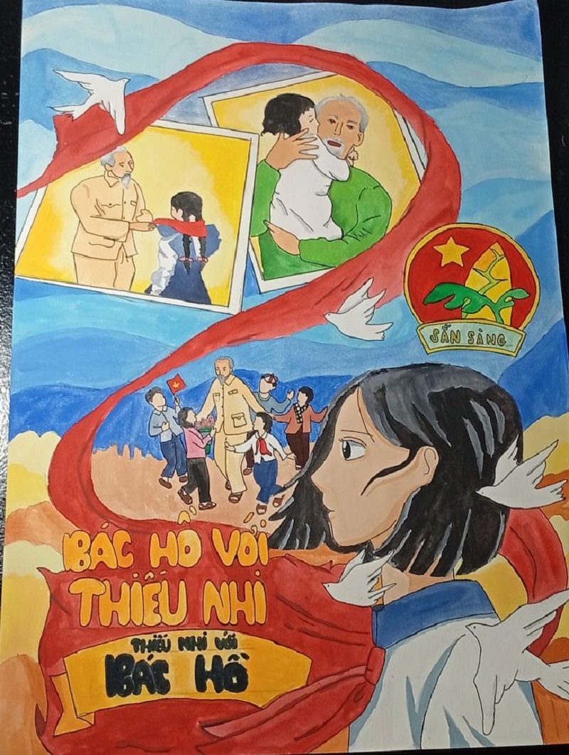 tranh vẽ hồ và thiếu nhi​