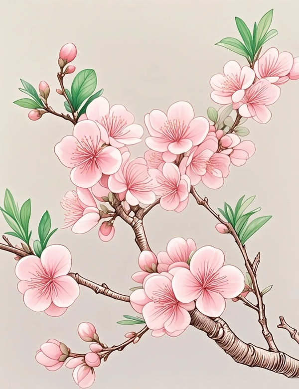 tranh vẽ hoa đào 10