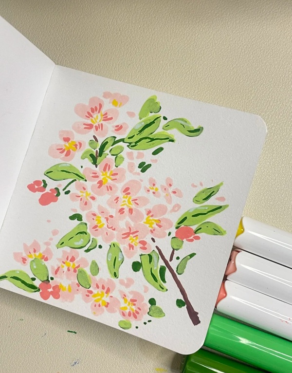 tranh vẽ hoa đào 23