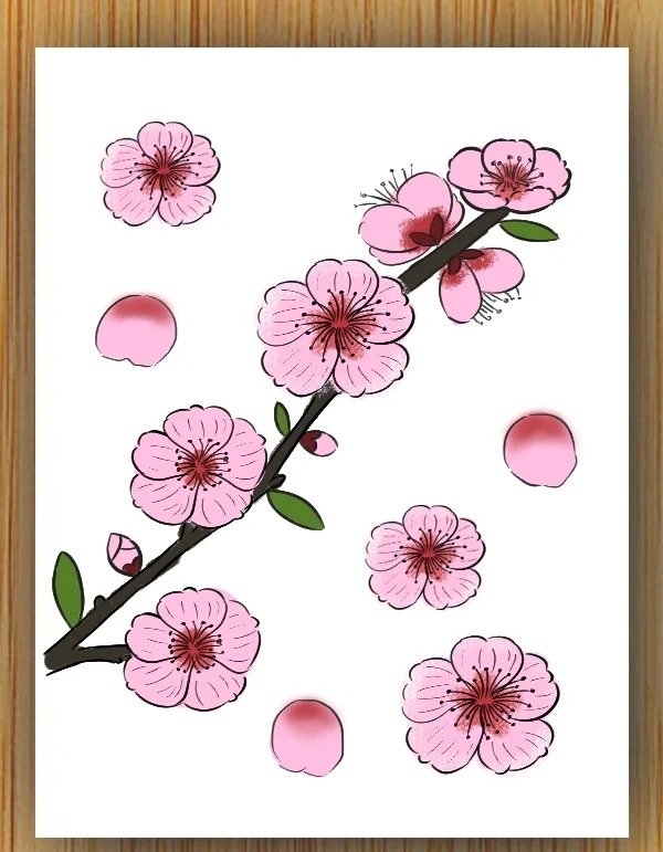 tranh vẽ hoa đào 28
