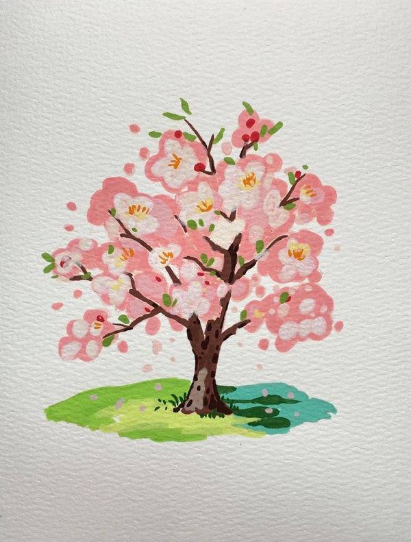 tranh vẽ hoa đào 29
