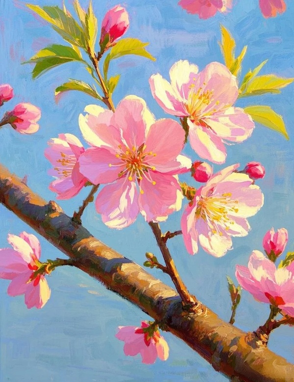 tranh vẽ hoa đào 32