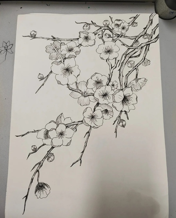 tranh vẽ hoa đào 