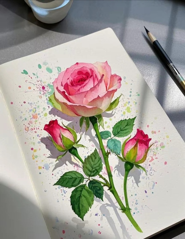 tranh vẽ hoa hồng 22