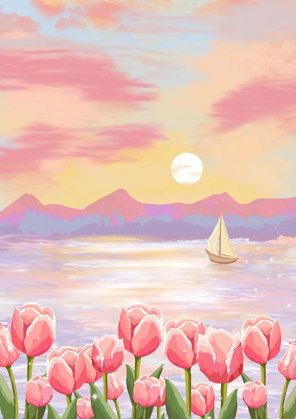 tranh vẽ hoa tulip 13