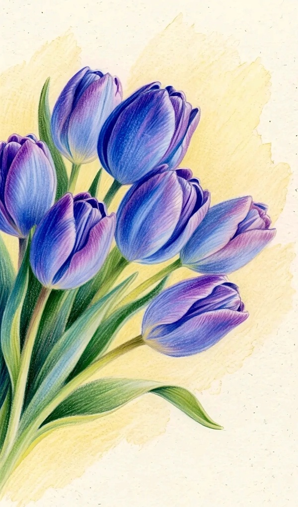 tranh vẽ hoa tulip 16