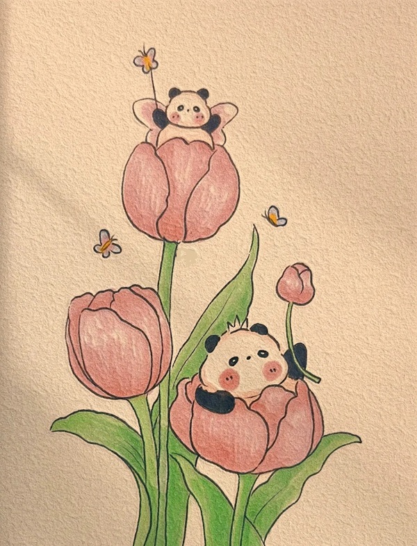 tranh vẽ hoa tulip 17