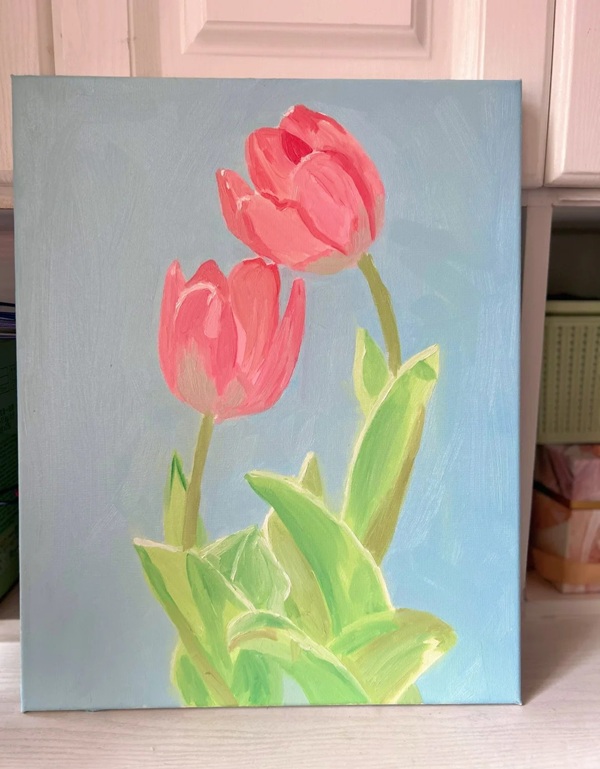 tranh vẽ hoa tulip38b