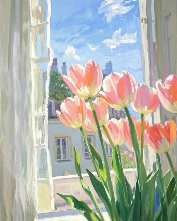 tranh vẽ hoa tulip 4