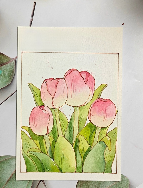 tranh vẽ hoa tulip 5