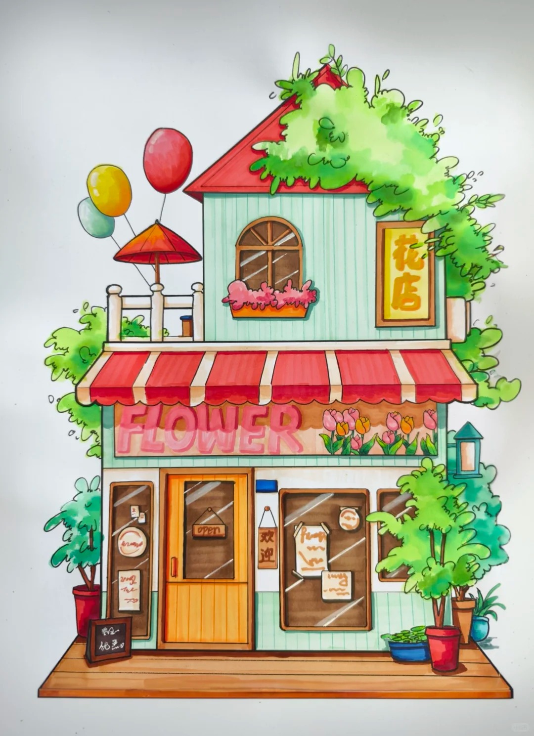 tranh vẽ nhà đẹp​