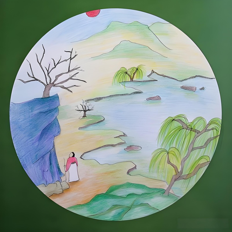 tranh vẽ phong cảnh núi rừng đẹp​