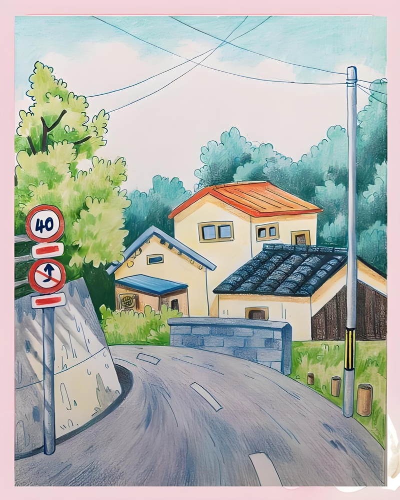 tranh vẽ phong cảnh thiên nhiên đơn giản​