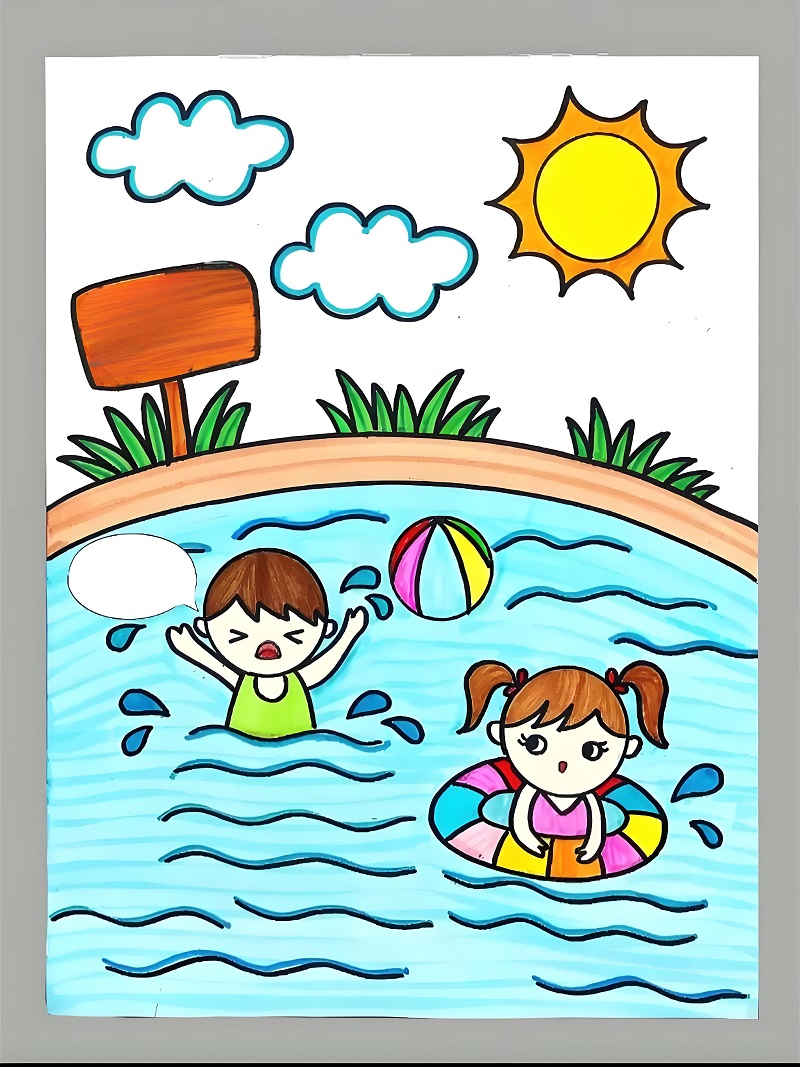 tranh vẽ phòng chống tai nạn đuối nước