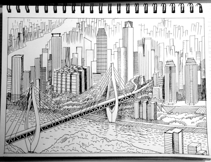tranh vẽ thành phố hiện đại 13