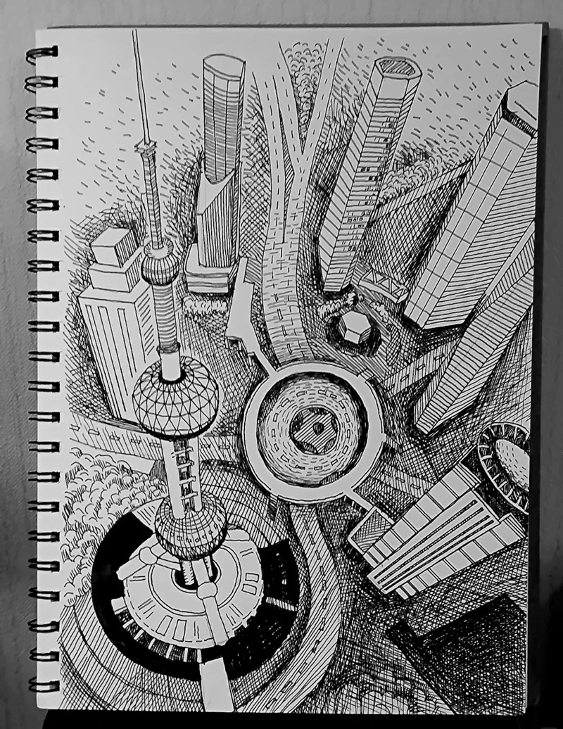 tranh vẽ thành phố hiện đại 18