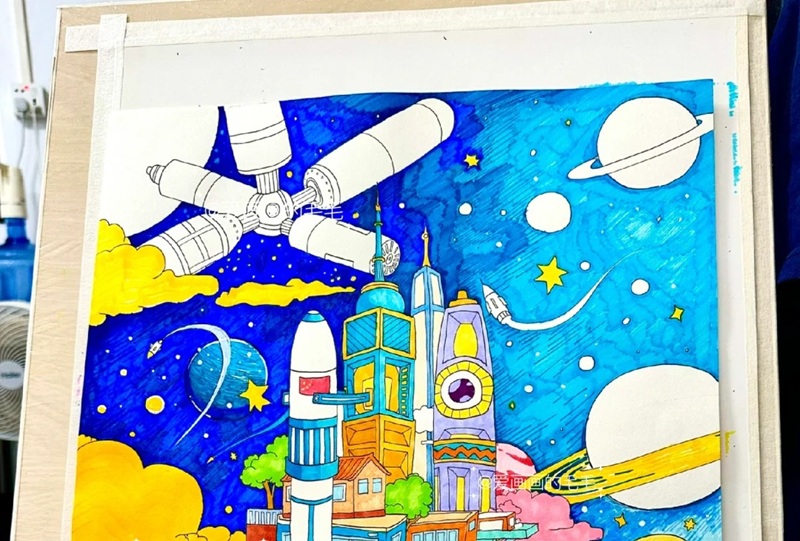 tranh vẽ thành phố hiện đại 2