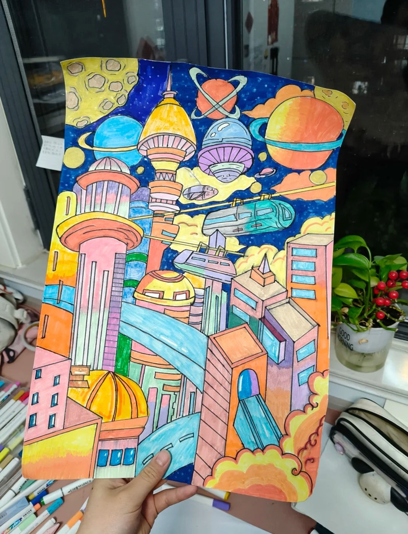 tranh vẽ thành phố hiện đại 25