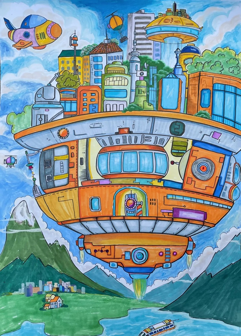 tranh vẽ thành phố hiện đại 3