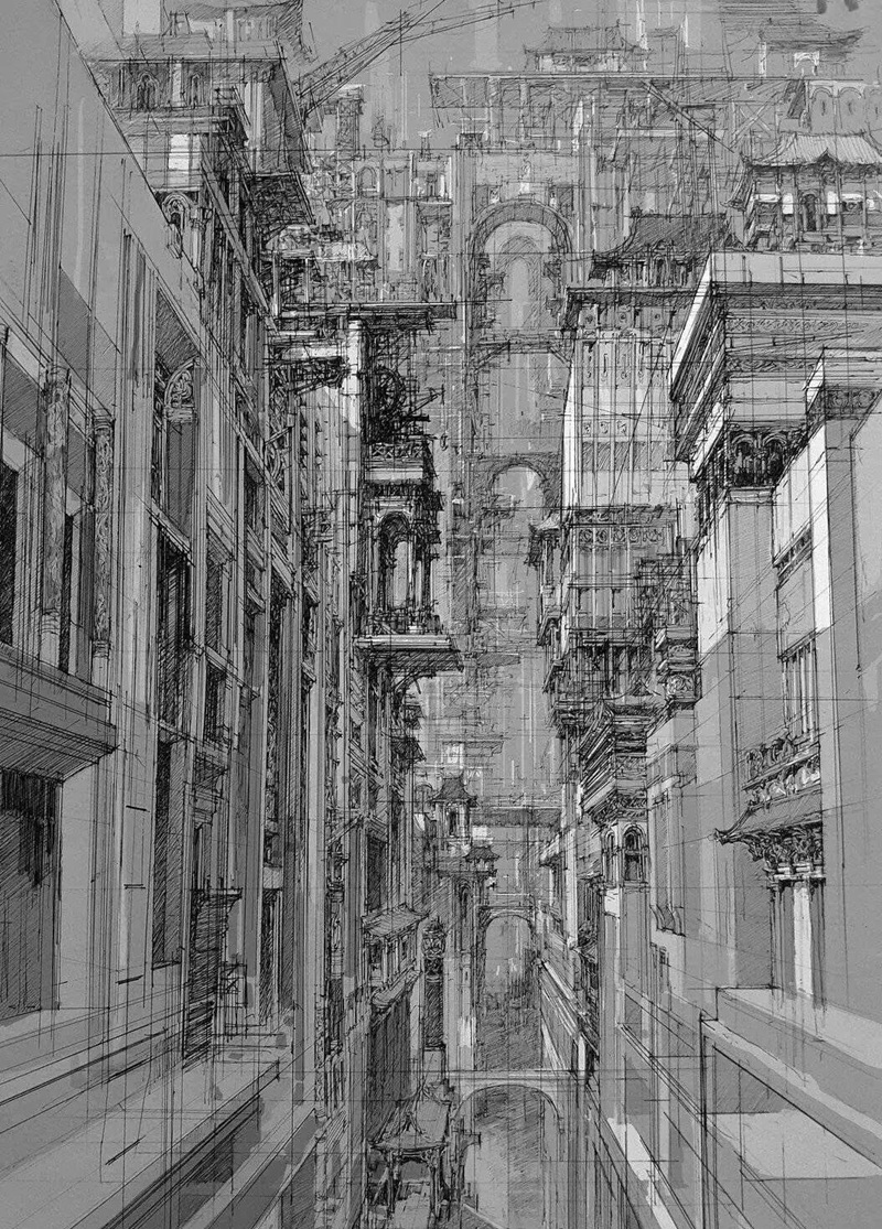 tranh vẽ thành phố hiện đại 5