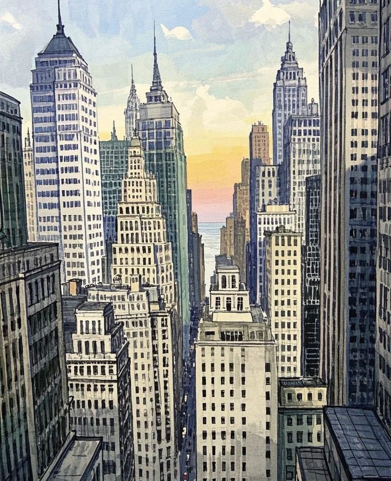 tranh vẽ thành phố hiện đại 7