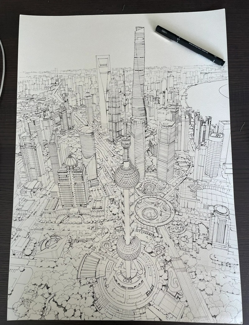 tranh vẽ thành phố hiện đại 8