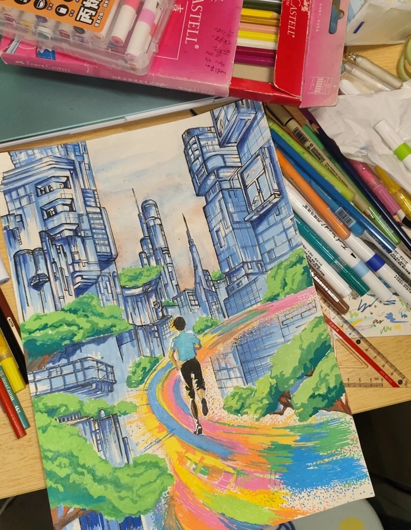 tranh vẽ thành phố hiện đại 9