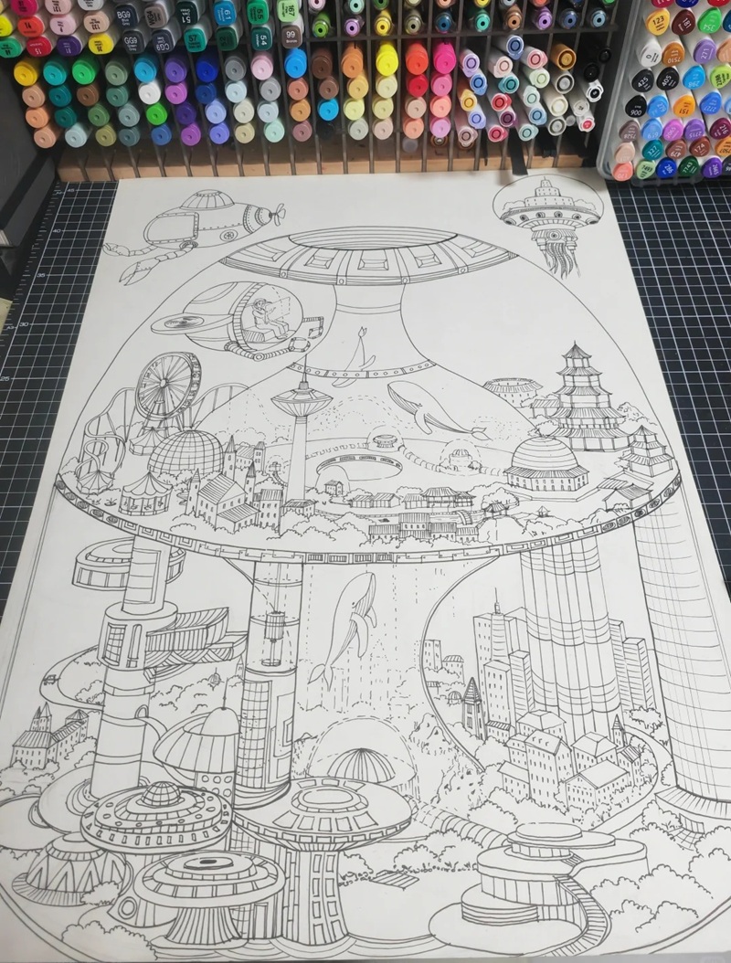 tranh vẽ thành phố hiện đại 31