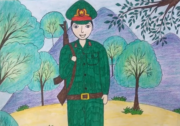 tranh vẽ về chú bộ đội​