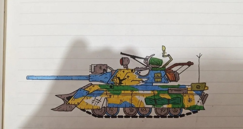 a drawing of a tank
