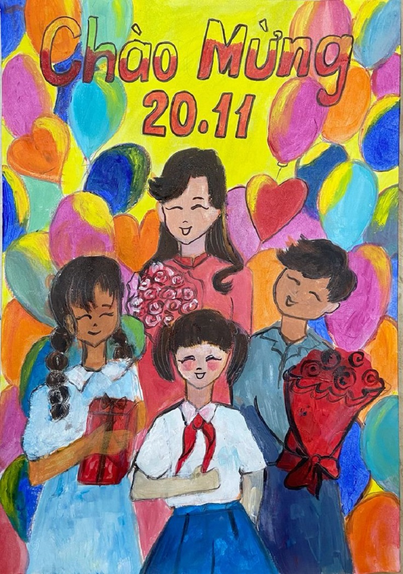 vẽ tranh 20 11 đơn giản đẹp 12