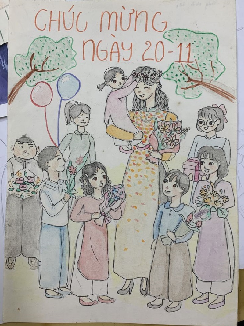 vẽ tranh 20 11 đơn giản đẹp 14