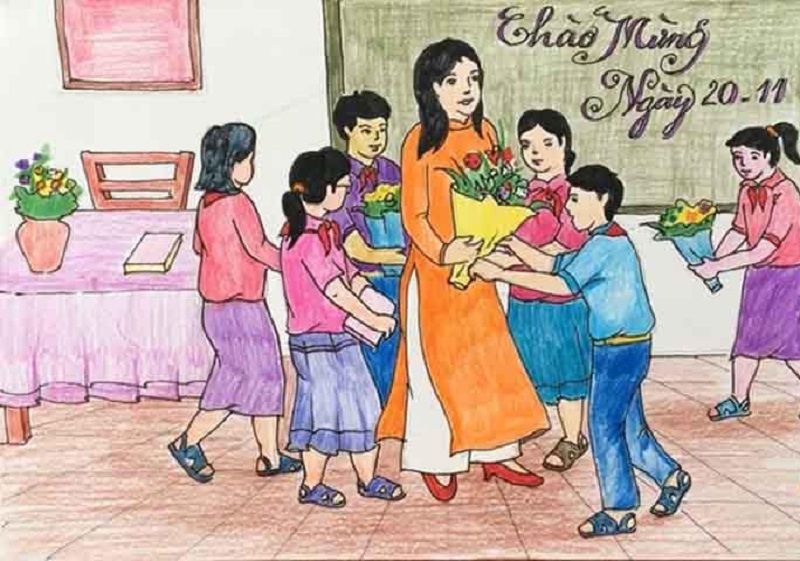 vẽ tranh 20 11 đơn giản đẹp 3