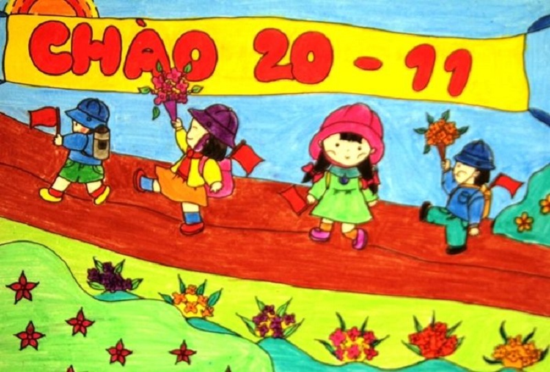 vẽ tranh 20 11 đơn giản đẹp 6