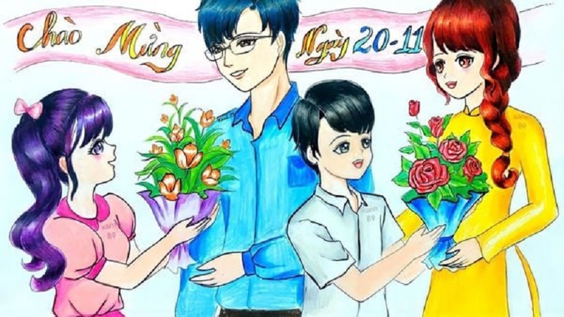 vẽ tranh 20 11 đơn giản đẹp 20