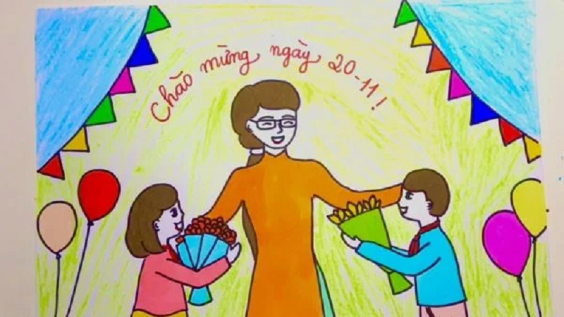 vẽ tranh 20 11 đơn giản đẹp 17