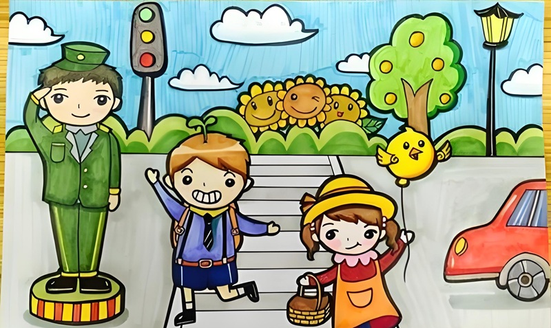 vẽ tranh an toàn giao thông 1