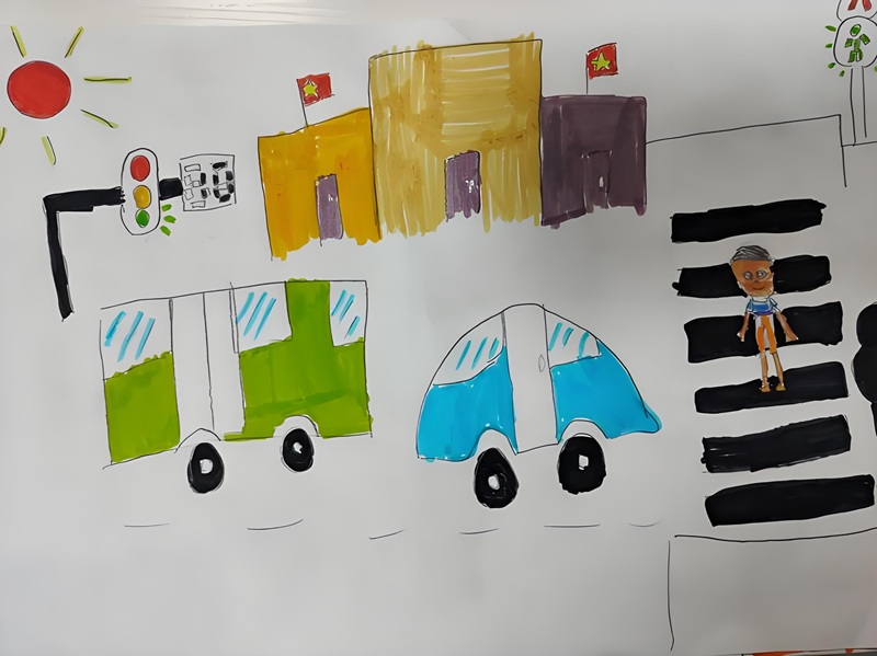 vẽ tranh an toàn giao thông lớp 18
