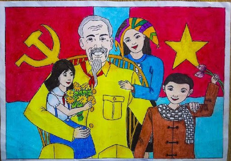 vẽ tranh bác hồ 