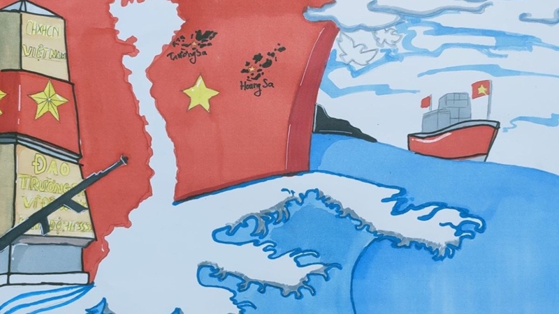 a drawing of a ship and a map