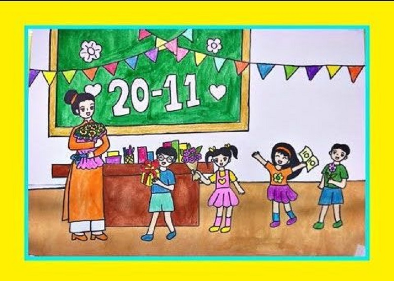 vẽ tranh 20 11 đơn giản đẹp 