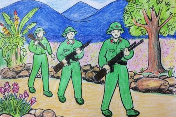 vẽ tranh chú bộ đội 14