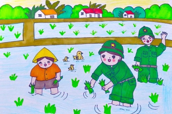 vẽ tranh chú bộ đội 6