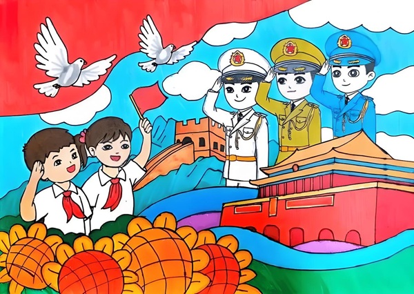 vẽ tranh chủ đề em yêu chú bộ đội​