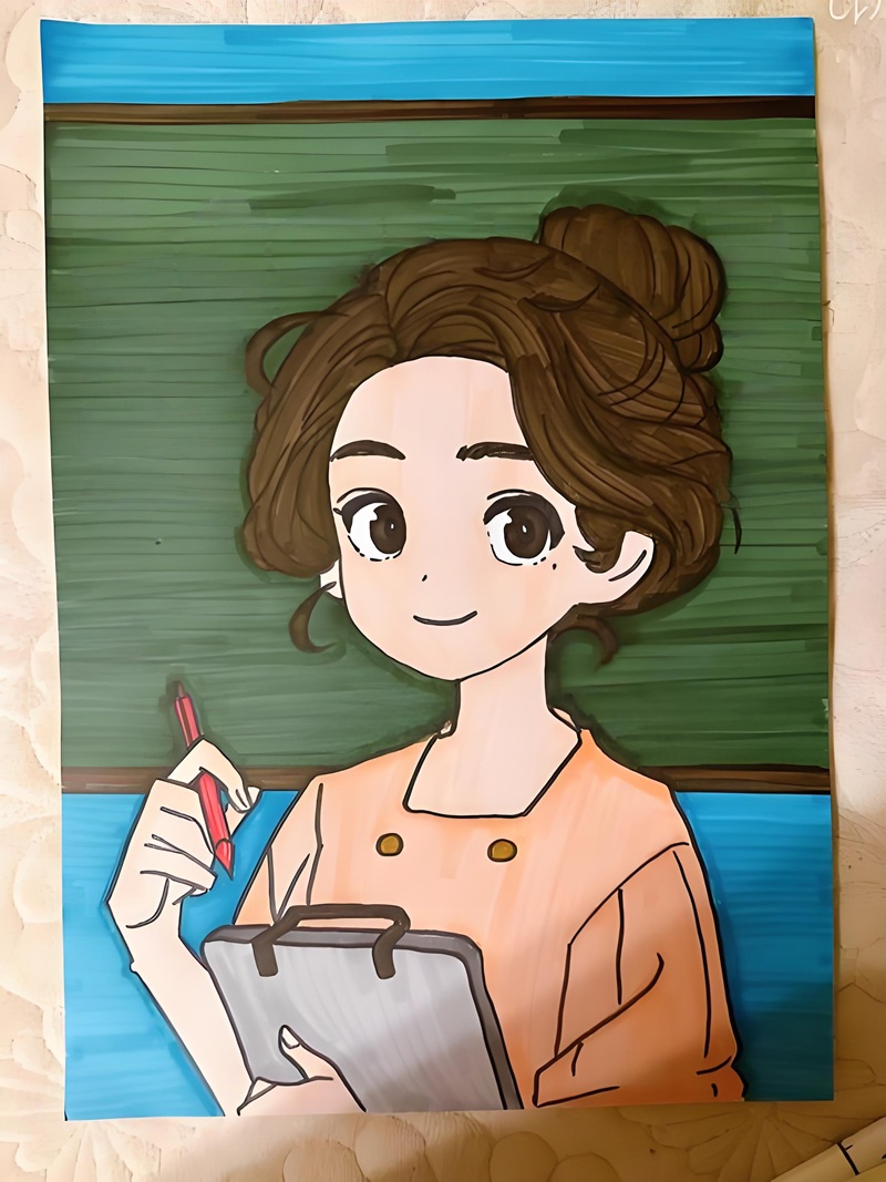 vẽ tranh cô giáo 3