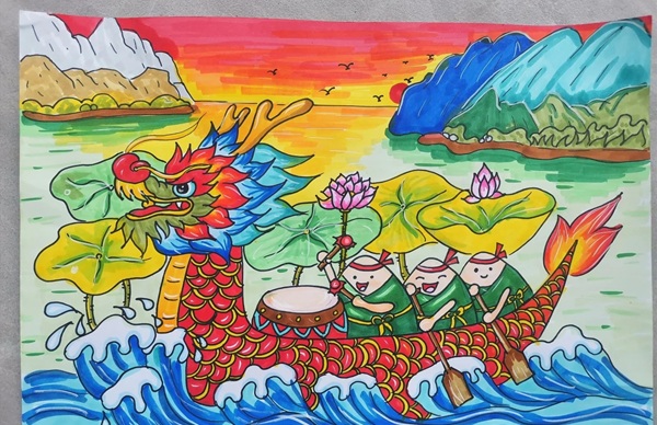 vẽ tranh đề tài lễ hội đua thuyền 1