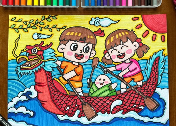 vẽ tranh đề tài lễ hội đua thuyền 14