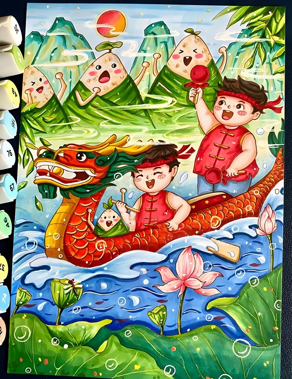 vẽ tranh đề tài lễ hội đua thuyền 22