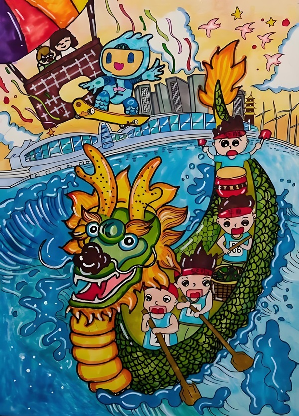 vẽ tranh đề tài lễ hội đua thuyền 24