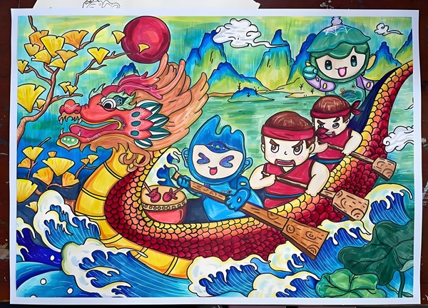 vẽ tranh đề tài lễ hội đua thuyền 28